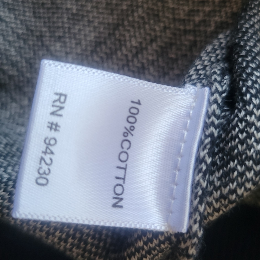 Paul Fredrick Black and Gray Checkered Quarter Zip Mock Neck Sweater - Picture 7 of 9
